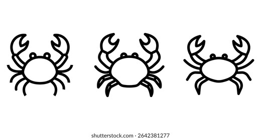crab outline or line icon design bundle.