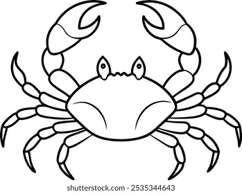 Crab outline vector art, line art illustration design. Design for seafood menu, coastal decor. Marine life and cuisine concept. Icon and Logo.