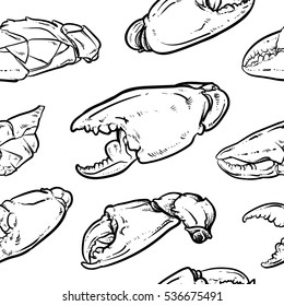 crab pattern including seamless on white background. seafood.