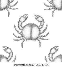 crab pattern painted in dotwork style