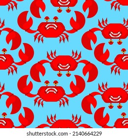 Crab pattern seamless. sea cancer red background. Baby fabric texture