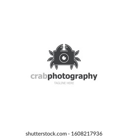 Crab photography logo design vector illustration