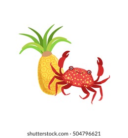 Crab And Pineapple Hawaiian Vacation Classic Symbol