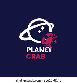 Crab with planet logo design vector graphic symbol icon sign illustration creative idea