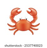 Crab realistic 3D vector illustration, cartoon clipart, animal in 3D style. Seafood vector illustration. Sea animals, underwater creatures, ocean animals, marine life concept. Crab vector design