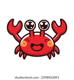 Crab Red cute and Kawaii Mascot Icon Illustration 