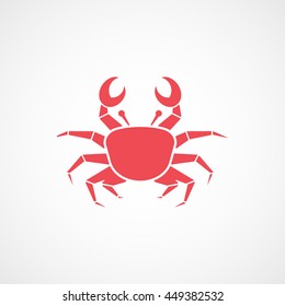 Crab Red Flat Icon On White Background