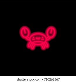 Crab red glowing neon ui ux icon. Glowing sign logo vector
