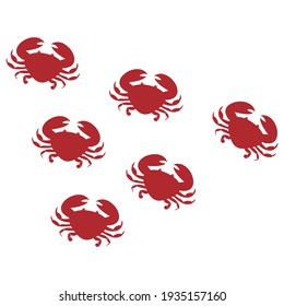 Signo de ilustración del vector del icono de conjunto rojo de cangrejo