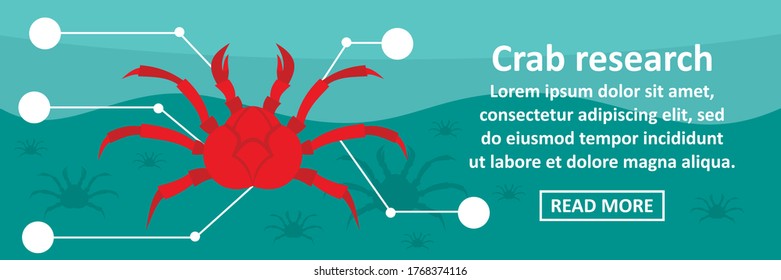 Crab research banner horizontal concept. Flat illustration of crab research banner horizontal vector concept for web