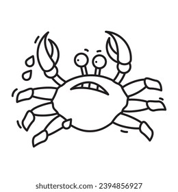 Crab running in fear cartoon vector löine icon for Crab Meat Day on March 9