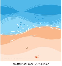 Crab is running on a beach
