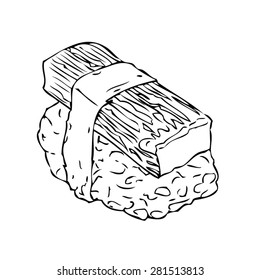 Crab Sashimi Sushi - Drawn Outline Vector