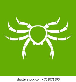 Crab sea animal icon white isolated on green background. Vector illustration