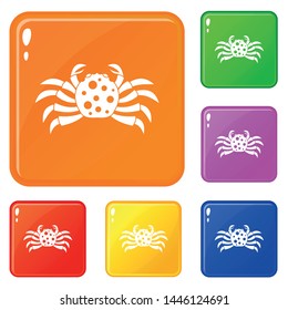 Crab sea animal icons set collection vector 6 color isolated on white background