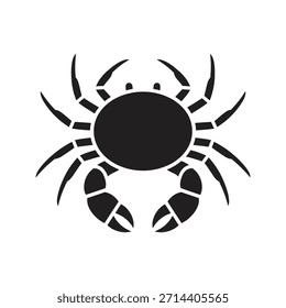 Crab sea animal solid black vector icon isolated white background marine beach seafood nature shellfish wildlife symbol design graphic illustration