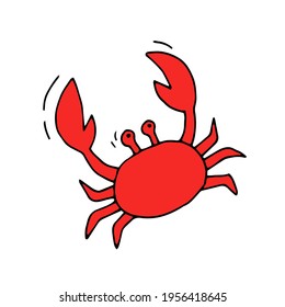 Crab. Sea dweller. Vector. Doodle. Hand-drawn illustration.