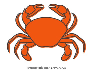 Crab sea ​​animals flat color icon for apps or website