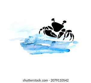 Crab at sea. Vector llustration