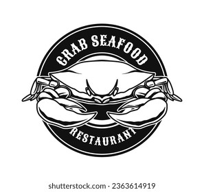 crab seafood badge logo template