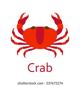 Crab. Seafood flat icon. Vector illustration.