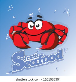 Crab, Seafood Icon, symbol, sign, logo.  Isolated Template or Background. Flat style graphic design. Can be used as banner, poster, ads in seafood selling store. Vector illustration EPS10