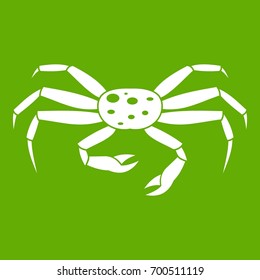 Crab seafood icon white isolated on green background. Vector illustration
