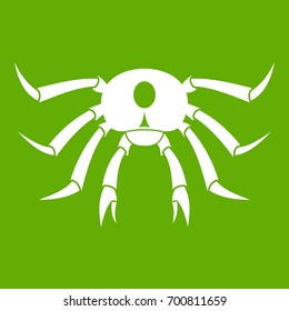 Crab seafood icon white isolated on green background. Vector illustration