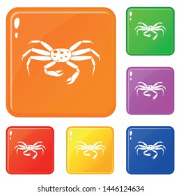 Crab seafood icons set collection vector 6 color isolated on white background