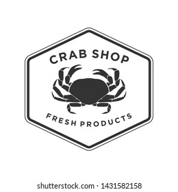 Crab seafood logo restaurant emblem icon design, simple minimalist.