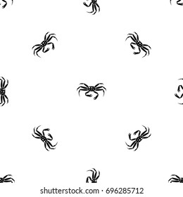 Crab seafood pattern repeat seamless in black color for any design. Vector geometric illustration