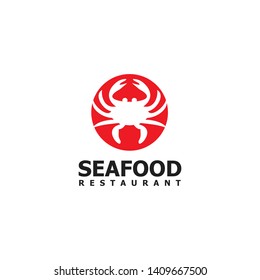 Crab seafood restaurant logo design vector template