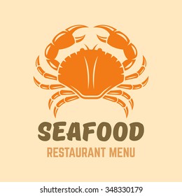 Crab seafood restaurant menu isolated vector logo template with sample text