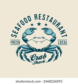 Crab seafood restaurant vintage logo