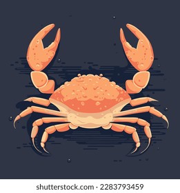 Crab, seafood. Crab vintage icon, logo, print sticker for butcher restaurant, butcher shop butcher shop poster. Vector
