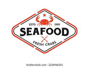 Crab seafood vintage logo design template