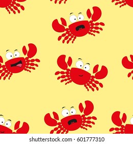 The crab is seamless illustration. Pattern with infinitely repeated elements. Vector illustration.