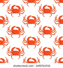Crab seamless pattern on the white background. Vector illustration