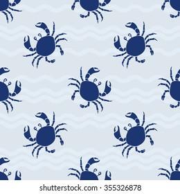 Crab. Seamless pattern. Vector.