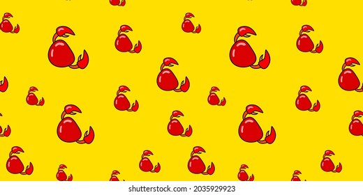 Crab seamless pattern. Vector background from sea animals for design. Seafood concept.