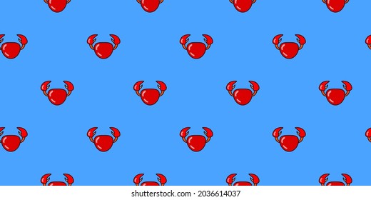Crab seamless pattern. Vector background from sea animals for design. Seafood concept.