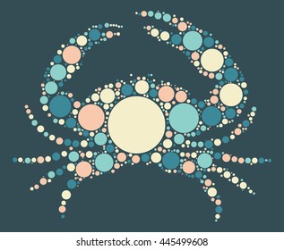 crab shape vector design by color point