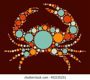 crab shape vector design by color point