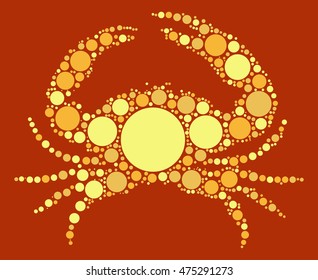 crab shape vector design by color point
