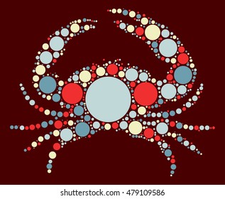 crab shape vector design by color point