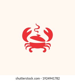 A Crab Shaped Cooking Pot Illustration For Seafood Logo Design