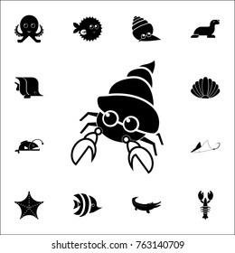 crab in shell icon. Set of cute aquatic animal icons. Web Icons Premium quality graphic design. Signs, outline symbols collection, simple icons for websites, web design, mobile app on white background