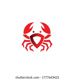 logotipo de cangrejo con escudo, logotipo de escudo, logotipo de cangrejo