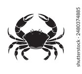 A crab is shown in black and white