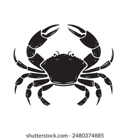 A crab is shown in black and white